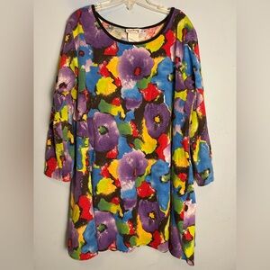 VTG EnChante Tunic Top‎ Women’s L Floral Pleated Cottagecore USA BOHO Whimsigoth